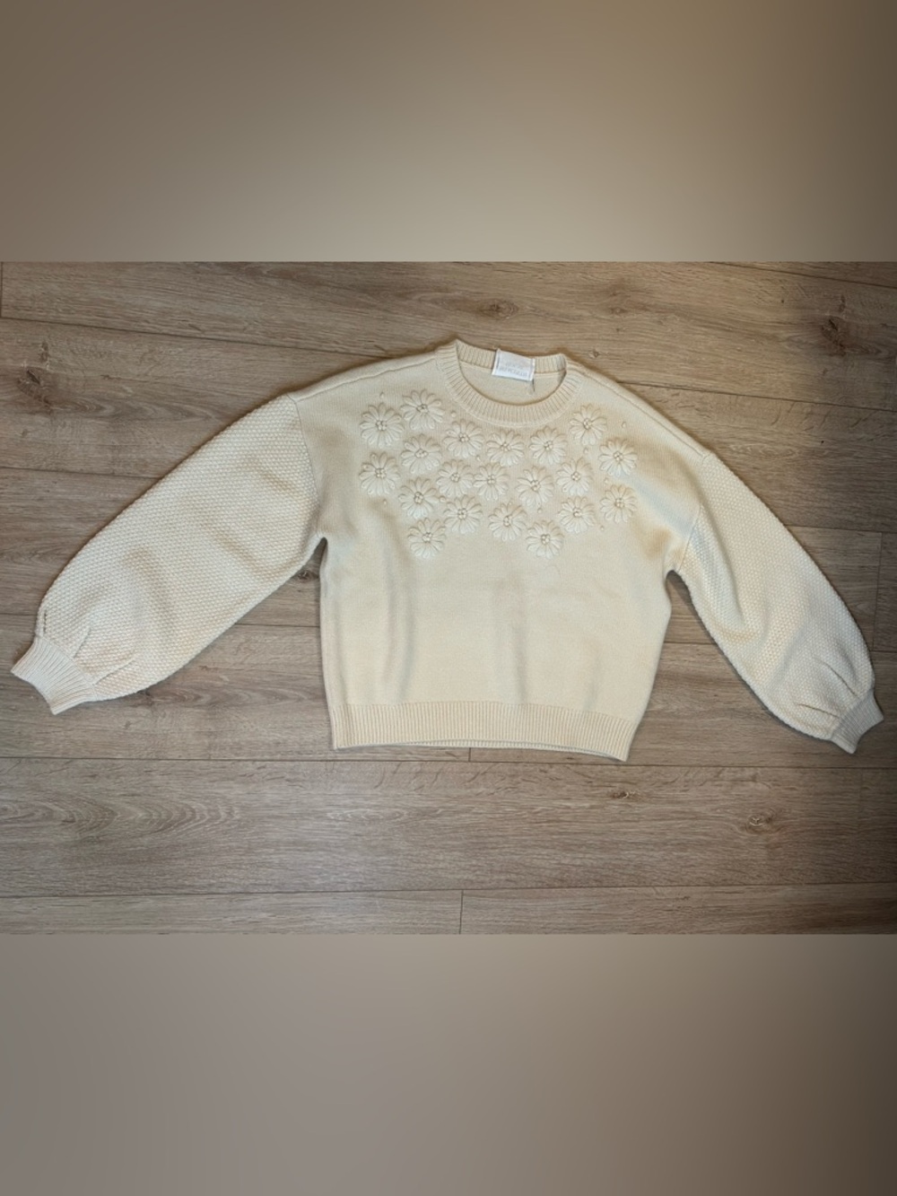 Tuckernuck Hyacinth House Ivory Floral Applique Crewneck Spring Sweater - Picture 5 of 12